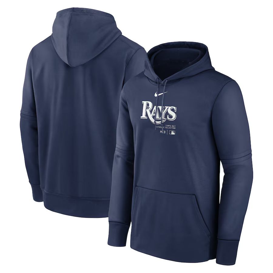 Men 2025 MLB Tampa Bay Rays Drak blue Nike hoodie style 2